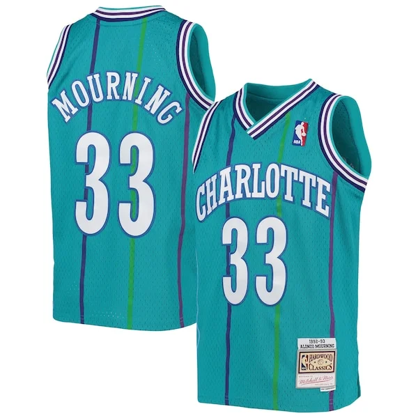 Incantevole Splendido Alonzo Mourning Charlotte Hornets Youth 1992/93 Hardwood Classics Swingman Jersey Teal