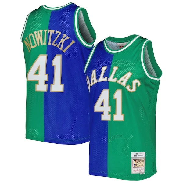 Fascinante Cool Duraturo Dirk Nowitzki Dirk Nowitzki Hardwood Classics 1998/2019 Split Swingman Jersey Blue/Green