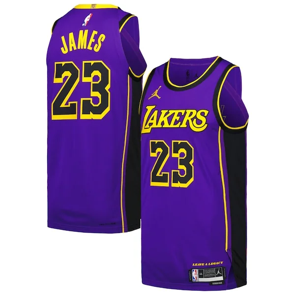 Prestigioso Elegante Splendido LeBron James Los Angeles Lakers Jordan Brand Authentic Player Jersey Statement Edition Purple