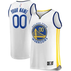 Accattivante Moderno Golden State Warriors Fast Break Custom Replica Jersey White Association Edition/Royal