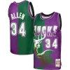 Eccezionale Prestigioso Ray Allen Milwaukee Bucks Hardwood Classics 1996/97 Split Swingman Jersey Green/Purple
