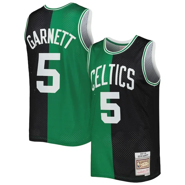 Meraviglioso Kevin Garnett Boston Celtics Hardwood Classics 2007/08 Split Swingman Jersey Black/Kelly Green
