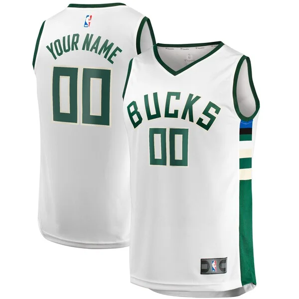 Gorgeous Milwaukee Bucks Youth Fast Break Replica Custom Jersey Association Edition White