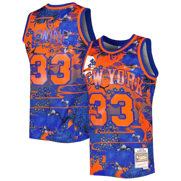 Bellissimo Patrick Ewing New York Knicks 1985/86 Hardwood Classics Lunar New Year Swingman Jersey Blue
