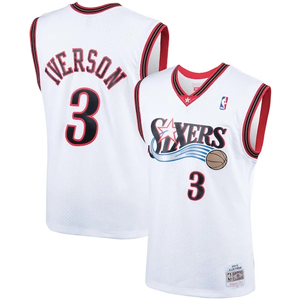 Meraviglioso Trendy Allen Iverson Philadelphia 76ers Hardwood Classics Swingman Jersey White/Royal