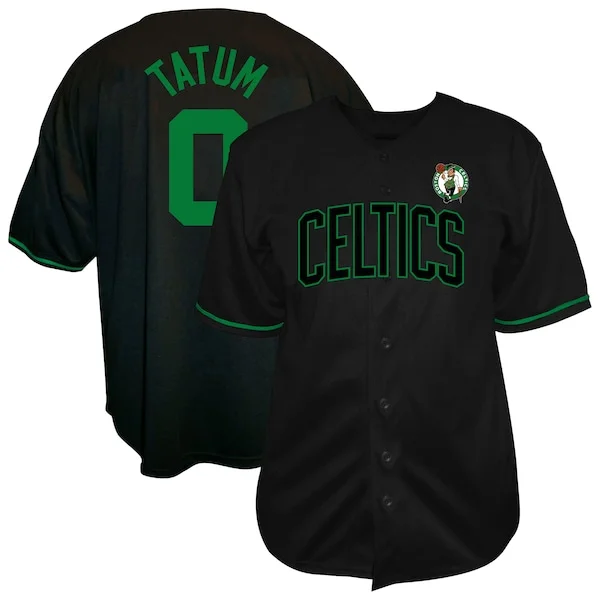 Ottimo Robusto Jayson Tatum Boston Celtics Profile Big & Tall Name & Number Button Up Jersey Black