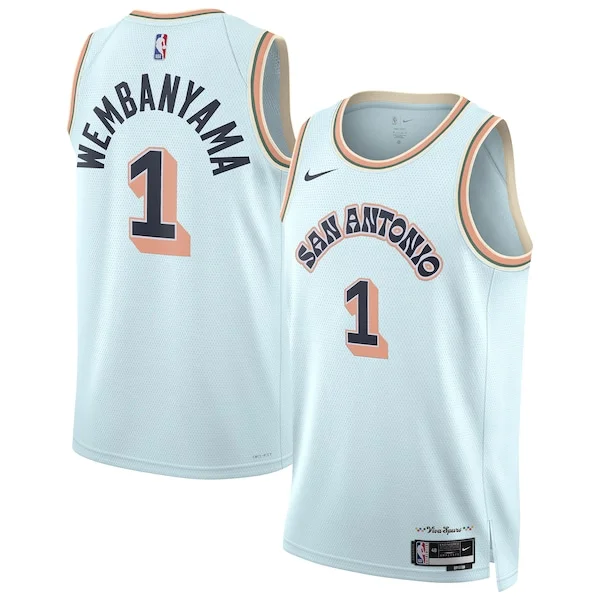 Delizioso Magnifico Stupendo Victor Wembanyama San Antonio Spurs Nike Unisex 2024/25 Swingman Player Jersey City Edition Light Blue