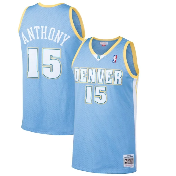 Delizioso Gorgeous Carmelo Anthony Denver Nuggets Hardwood Classics Swingman Jersey Light Blue