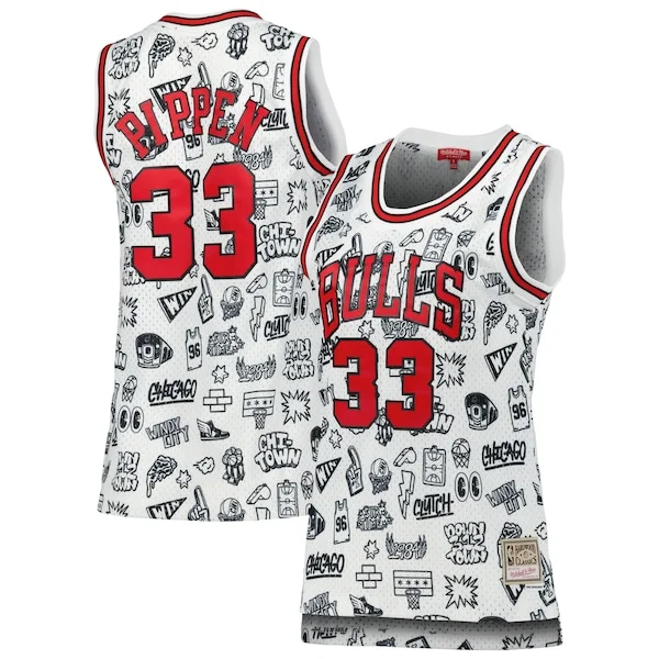 Meraviglioso Scottie Pippen Chicago Bulls Women's 1997 Doodle Swingman Jersey White