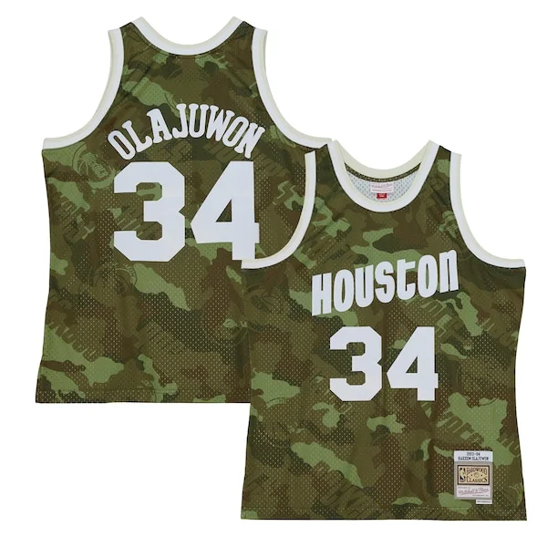 Classico Hakeem Olajuwon Houston Rockets Hardwood Classics 1993/94 Ghost Green Swingman Jersey Camo