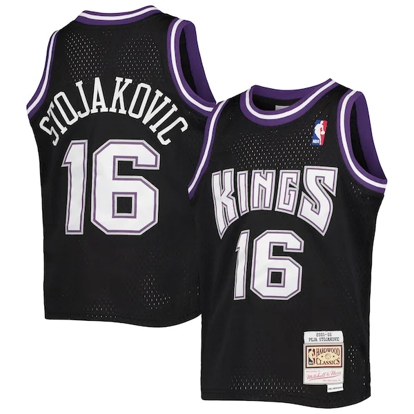 Pratico Peja Stojakovic Sacramento Kings Youth 2001/02 Hardwood Classics Swingman Jersey Black