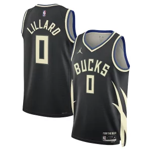 Duraturo Eccezionale Classico Damian Lillard Milwaukee Bucks Jordan Brand Unisex Swingman Player Jersey Statement Edition Black
