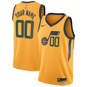 Resistente Trendy Attraente Utah Jazz Nike Swingman Custom Jersey Statement Edition Gold