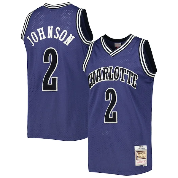 Splendido Classico Larry Johnson Charlotte Hornets 1994/95 Hardwood Classics Off Court Swingman Jersey Purple