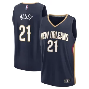 Comodo Moderno Yves Missi New Orleans Pelicans 2024 NBA Draft Fast Break Player Jersey Icon Edition Navy