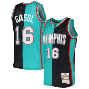 Cool Pau Gasol Memphis Grizzlies Hardwood Classics 2001/02 Split Swingman Jersey Black/Turquoise