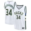 Fascinante Sofisticato Giannis Antetokounmpo Milwaukee Bucks Fast Break Replica Player Jersey Association Edition White