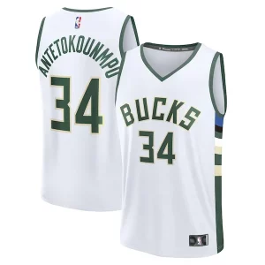 Fascinante Sofisticato Giannis Antetokounmpo Milwaukee Bucks Fast Break Replica Player Jersey Association Edition White