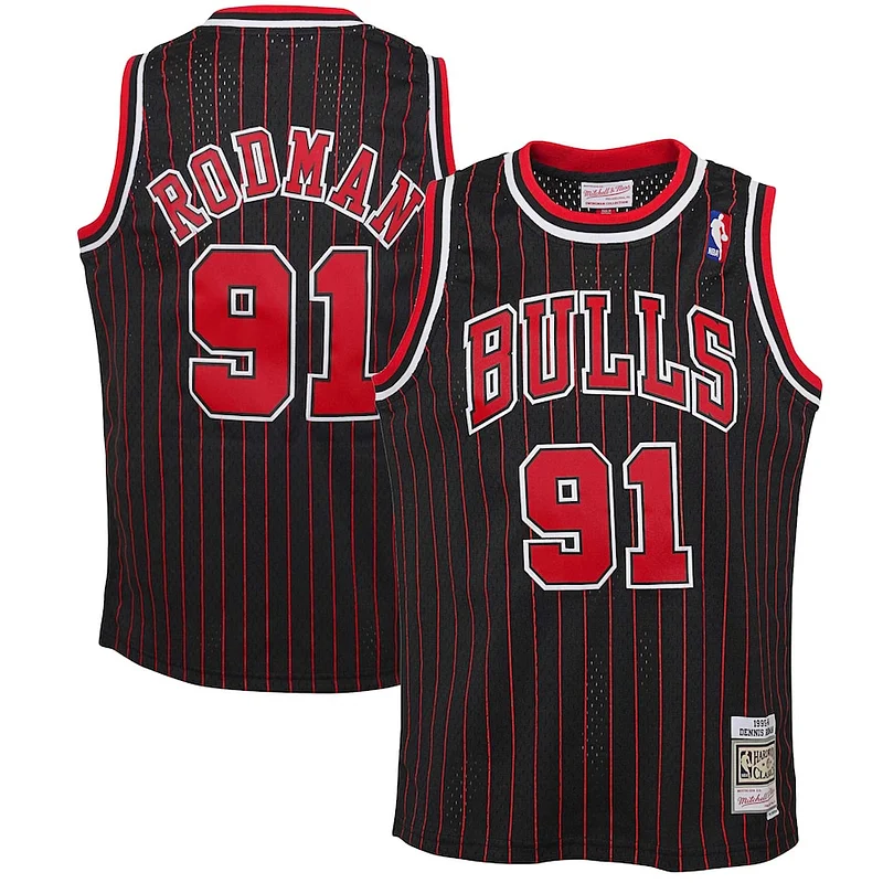 Cool Dennis Rodman Chicago Bulls Youth 1995/96 Hardwood Classics Swingman Jersey Black