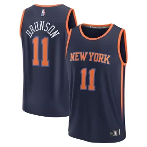 Attraente Trendy Jalen Brunson New York Knicks Fast Break Replica Player Jersey Statement Edition Navy