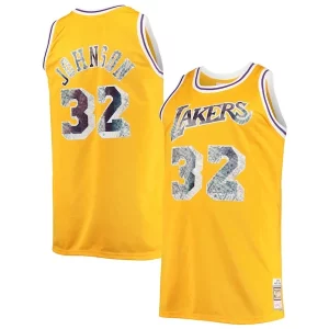 Ottimo Sofisticato Magic Johnson Los Angeles Lakers Big & Tall 1984/85 NBA 75th Anniversary Diamond Swingman Jersey Gold