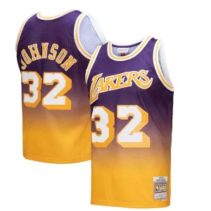 Lussuoso Magic Johnson Los Angeles Lakers 1984/85 Hardwood Classics Fadeaway Swingman Player Jersey Gold/Purple