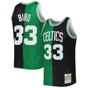 Trendy Larry Bird Boston Celtics Hardwood Classics 1985/86 Split Swingman Jersey Black/Kelly Green