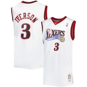 Attraente Allen Iverson Philadelphia 76ers Big & Tall Hardwood Classics 1996/97 Swingman Jersey White/Black/Red/Royal