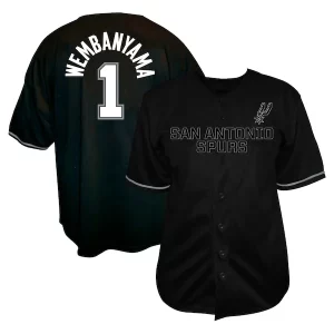 Gorgeous Pratico Duraturo Victor Wembanyama San Antonio Spurs Profile Big & Tall Name & Number Button Up Jersey Black