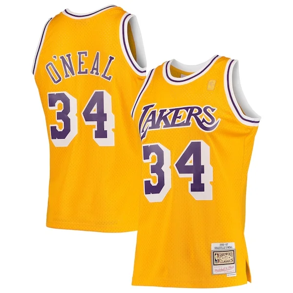 Cool Duraturo Shaquille O'Neal Los Angeles Lakers 1996/97 Hardwood Classics Swingman Jersey Gold/Purple/Royal