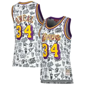 Raffinato Shaquille O'Neal Los Angeles Lakers Women's 1996 Doodle Swingman Jersey White