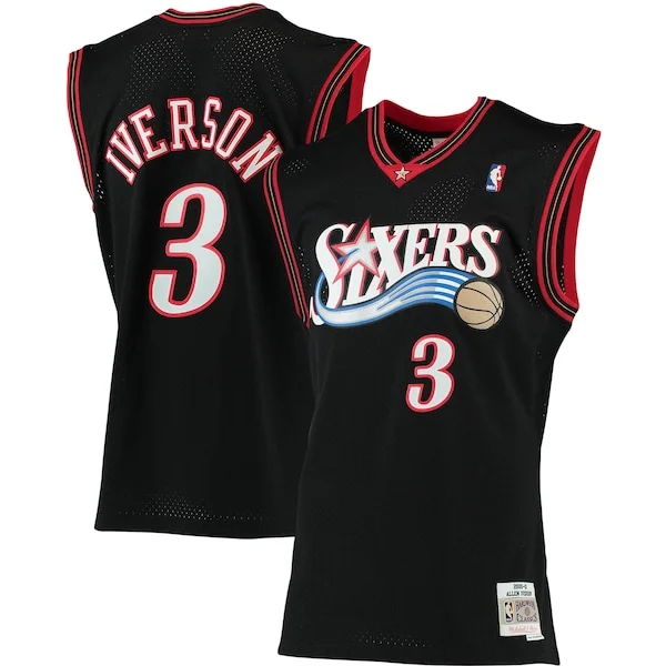 Sofisticato Allen Iverson Philadelphia 76ers 2000/01 Big & Tall Hardwood Classics Swingman Jersey Black/Red/Royal/White