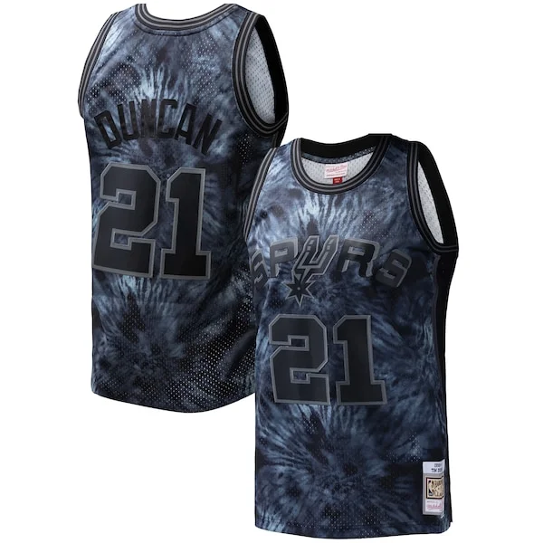 Raffinato Stupendo Accattivante Tim Duncan San Antonio Spurs Hardwood Classics 1998/99 Tie Dye Swingman Jersey Black