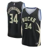 Eccezionale Giannis Antetokounmpo Milwaukee Bucks Youth Fast Break Replica Player Jersey Statement Edition Black