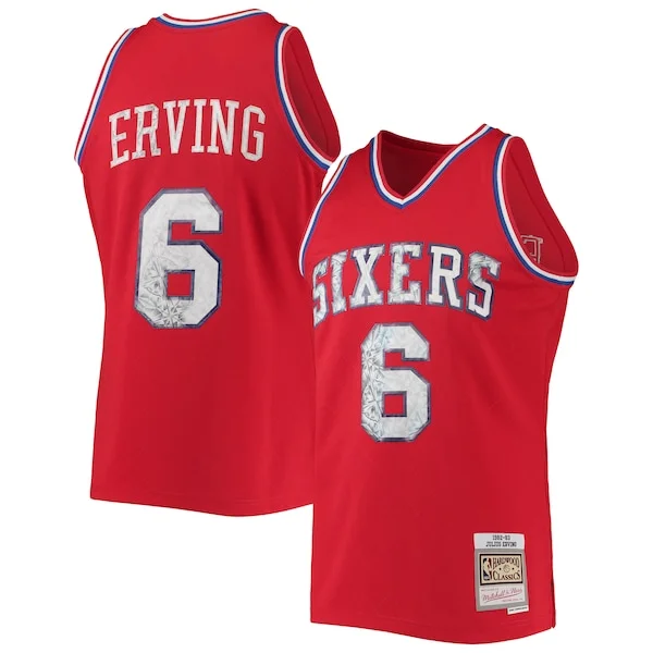Robusto Delizioso Julius Erving Philadelphia 76ers 1982/83 Hardwood Classics NBA 75th Anniversary Diamond Swingman Jersey Red
