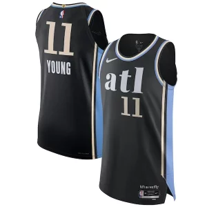 Gorgeous Duraturo Nike Trae Young Atlanta Hawks Authentic Jersey City Edition Black