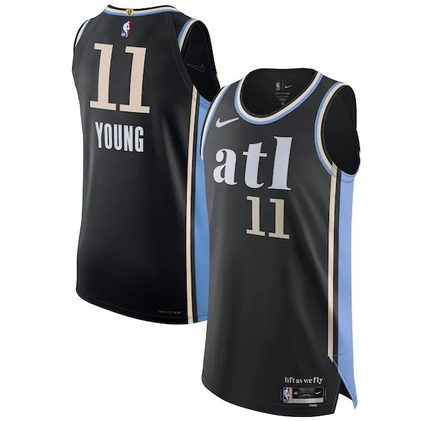 Gorgeous Duraturo Nike Trae Young Atlanta Hawks Authentic Jersey City Edition Black