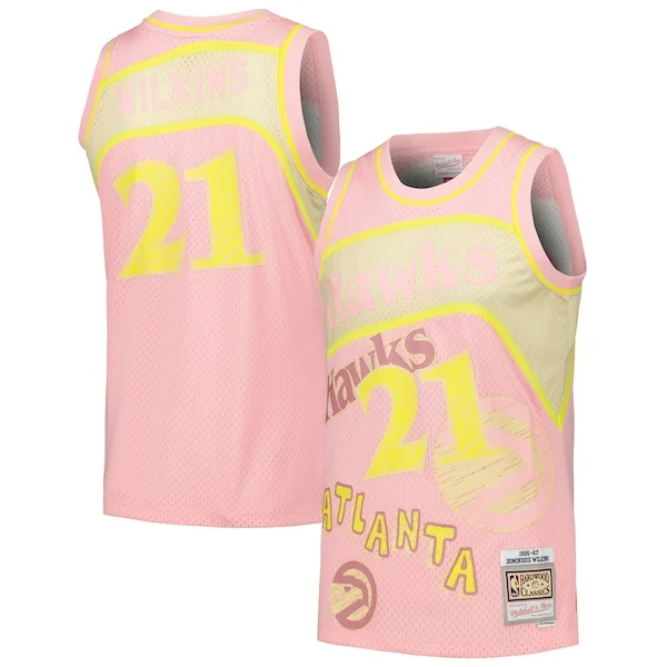 Cool Dominique Wilkins Atlanta Hawks 1986/87 Swingman Sidewalk Sketch Jersey Pink