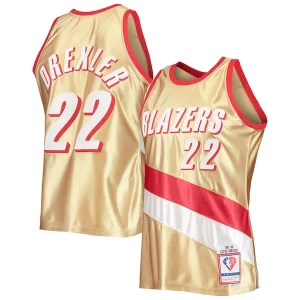 Moderno Trendy Clyde Drexler Portland Trail Blazers 75th Anniversary 1991/92 Hardwood Classics Swingman Jersey Gold