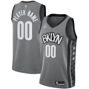 Delizioso Brooklyn Nets Jordan Brand Swingman Custom Jersey Statement Edition Gray