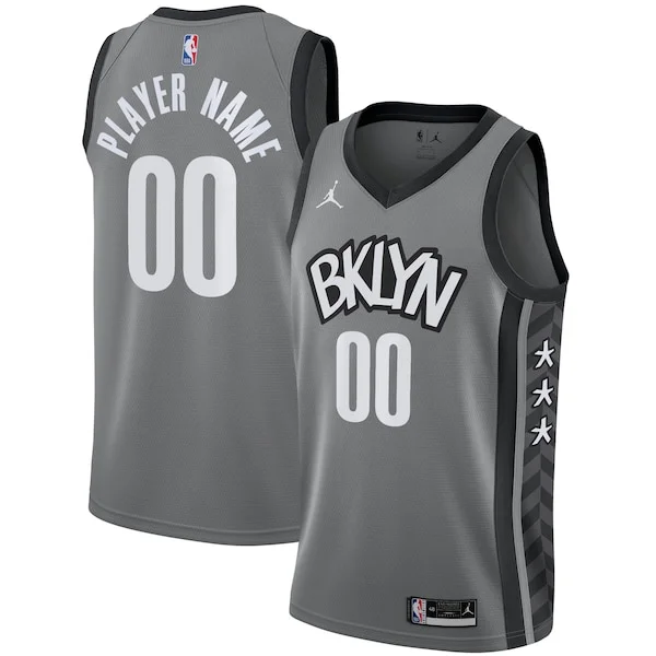 Delizioso Brooklyn Nets Jordan Brand Swingman Custom Jersey Statement Edition Gray