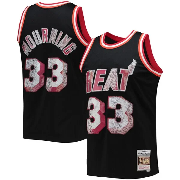 Stupendo Alonzo Mourning Miami Heat 1996/97 Hardwood Classics NBA 75th Anniversary Diamond Swingman Jersey Black