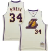 Resistente Shaquille O'Neal Los Angeles Lakers Chainstitch Swingman Jersey Cream