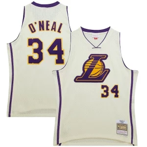 Resistente Shaquille O'Neal Los Angeles Lakers Chainstitch Swingman Jersey Cream