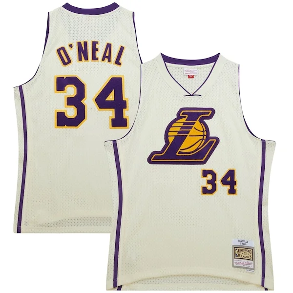 Resistente Shaquille O'Neal Los Angeles Lakers Chainstitch Swingman Jersey Cream