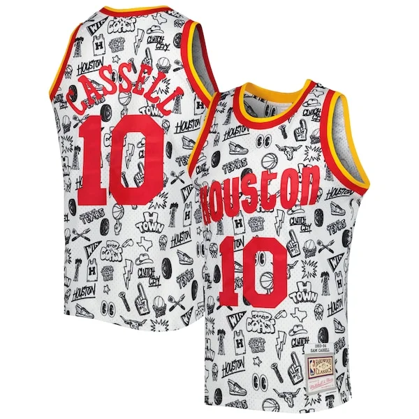 Ottimo Sam Cassell Houston Rockets 1993/94 Hardwood Classics Doodle Swingman Jersey White