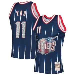 Bellissimo Ottimo Yao Ming Houston Rockets 2002/03 Hardwood Classics NBA 75th Anniversary Diamond Swingman Jersey Navy