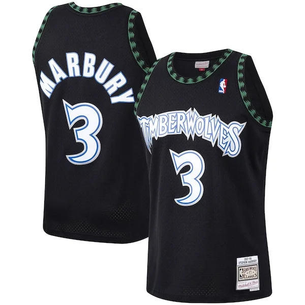 Eccezionale Stupendo Stephon Marbury Minnesota Timberwolves 1997/98 Hardwood Classics Swingman Jersey Black