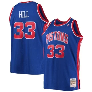 Resistente Grant Hill Detroit Pistons 1995/96 Big & Tall Hardwood Classics Swingman Jersey Blue