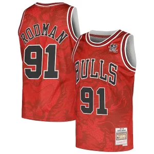 Bellissimo Versatile Dennis Rodman Chicago Bulls 1997/98 Hardwood Classics Asian Heritage 6.0 Swingman Throwback Player Jersey Red
